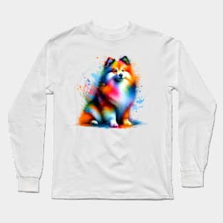 Swedish Lapphund in Vibrant Splash Paint Style Long Sleeve T-Shirt